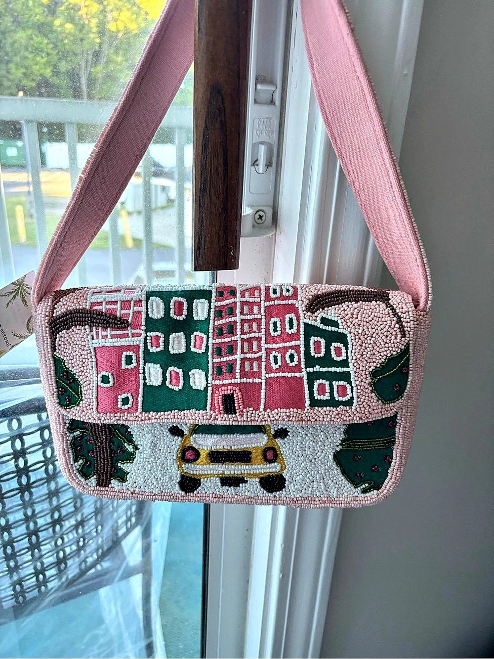 America & Beyond Beaded Crossbody Bag Pink & Red